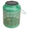 7" Green Integrated Floral Pattern Outdoor Solar Lantern with Handle